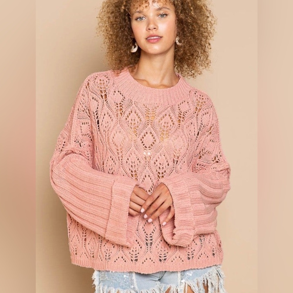POL Pink Slouchy Oversized Knit Sweater